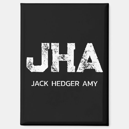 MINIMALISTISCHE WITTE DRIE LETTERS MONOGRAM NAAM Z MAGNEET (Voorkant)