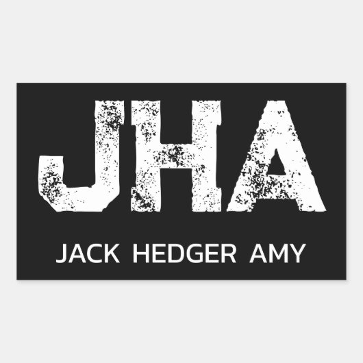 MINIMALISTISCHE WITTE DRIE LETTERS MONOGRAM NAAM Z RECHTHOEKIGE STICKER (Voorkant)