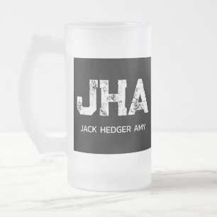 MINIMALISTISCHE WITTE DRIELETTERIGE MONOGRAM NAAM MATGLAS BIERPUL