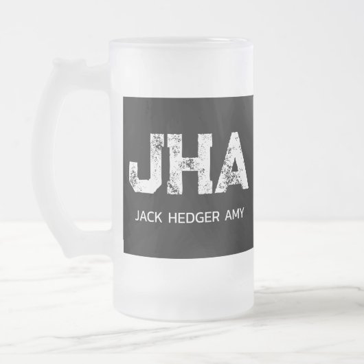 MINIMALISTISCHE WITTE DRIELETTERIGE MONOGRAM NAAM MATGLAS BIERPUL (Links)
