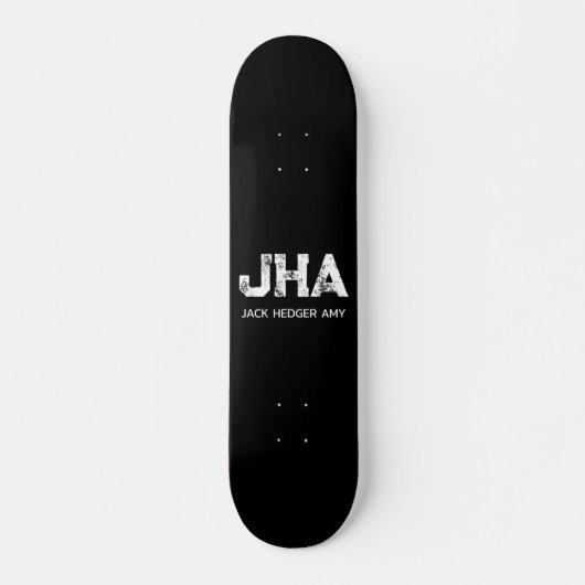 MINIMALISTISCHE WITTE DRIELETTERIGE MONOGRAM NAAM PERSOONLIJK SKATEBOARD (Voorkant)