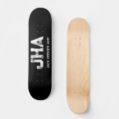 MINIMALISTISCHE WITTE DRIELETTERIGE MONOGRAM NAAM  PERSOONLIJK SKATEBOARD (Voorkant)