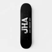 MINIMALISTISCHE WITTE DRIELETTERIGE MONOGRAM NAAM  PERSOONLIJK SKATEBOARD (Voorkant)