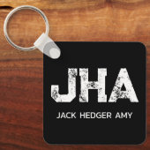 MINIMALISTISCHE WITTE DRIELETTERIGE MONOGRAM NAAM SLEUTELHANGER (Voorkant)