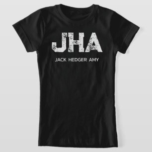 MINIMALISTISCHE WITTE DRIELETTERIGE MONOGRAM NAAM T-SHIRT