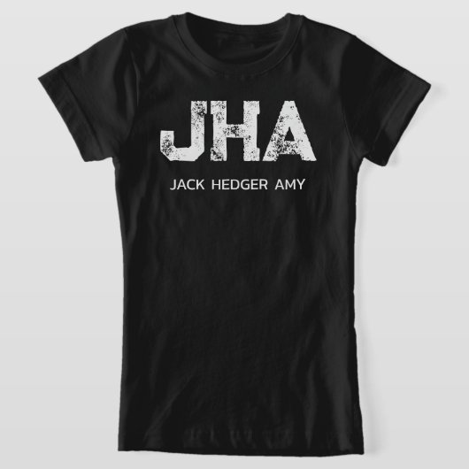 MINIMALISTISCHE WITTE DRIELETTERIGE MONOGRAM NAAM T-SHIRT (Laagn)