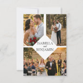 Minimalistische witte drieluik foto save the date (Voorkant)