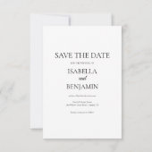 Minimalistische witte drieluik foto save the date (Achterkant)