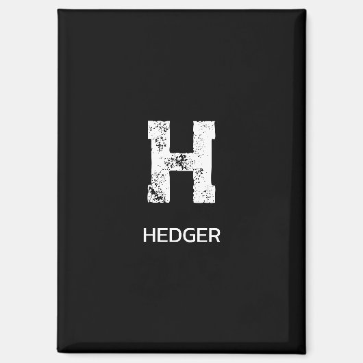 MINIMALISTISCHE WITTE EENLETTER MONOGRAM NAAM ZWAR MAGNEET (Voorkant)