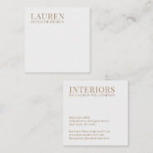 Minimalistische witte eenvoudige elegante interieu vierkante visitekaartje (Voorkant / Achterkant)