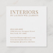 Minimalistische witte eenvoudige elegante interieu vierkante visitekaartje (Achterkant)