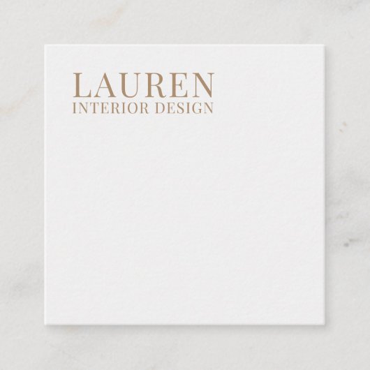 Minimalistische witte eenvoudige elegante interieu vierkante visitekaartje (Voorkant)