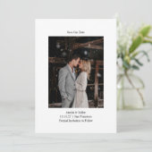 Minimalistische witte elegante bruiloft aangepaste save the date (Staand voorkant)