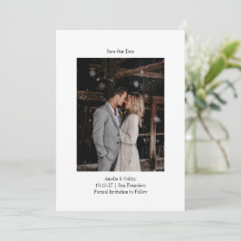 Minimalistische witte elegante bruiloft aangepaste save the date