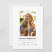 Minimalistische witte elegante foto College Afstud Aankondiging (Voorkant)