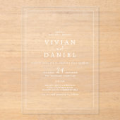 Minimalistische witte elegante moderne eenvoudige  acryl uitnodigingen (Voorkant)