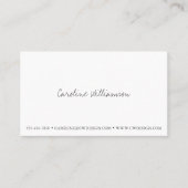 Minimalistische witte elegante script professionel visitekaartje (Voorkant)