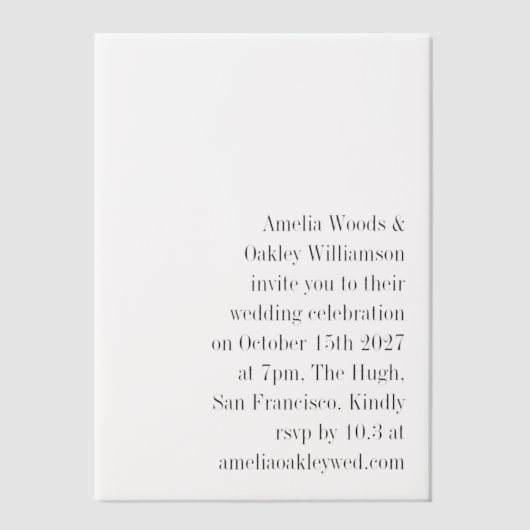 Minimalistische witte elegante stijlvolle moderne vellum uitnodigingen (Voorkant)