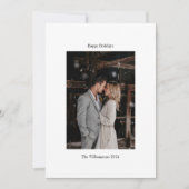 Minimalistische Witte Elegante Trouwfoto op Maat Feestdagenkaart (Voorkant)