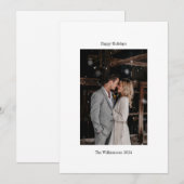 Minimalistische Witte Elegante Trouwfoto op Maat Feestdagenkaart (Voorkant / Achterkant)