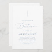 Minimalistische witte en blauwe elegante script do kaart (Voorkant / Achterkant)