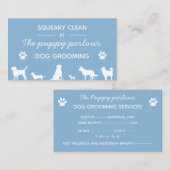 Minimalistische witte en blauwe typografie-hond visitekaartje (Voorkant / Achterkant)