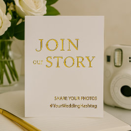 Minimalistische witte en gouden hashtag teken Foli Folie Feestdagenkaart