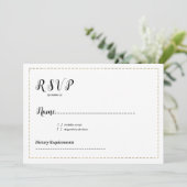 Minimalistische witte en gouden kalligrafie RSVP Kaart (Staand voorkant)