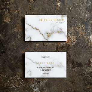 Minimalistische witte en gouden luxe marmer visitekaartje