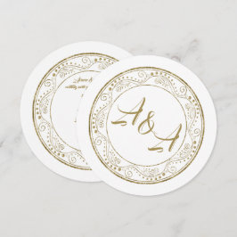 Minimalistische witte en gouden trouwuitnodiging kaart