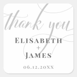 Minimalistische witte en grijze kalligrafie chic h vierkante sticker