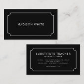 Minimalistische witte en zwarte elegante ticketgre visitekaartje (Voorkant / Achterkant)