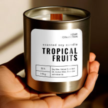 Minimalistische witte en zwarte kaarsenetiketten S