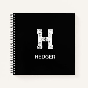 MINIMALISTISCHE WITTE ENKELE LETTER MONOGRAM NAAM NOTITIEBOEK