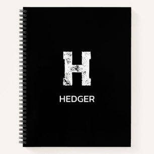 MINIMALISTISCHE WITTE ENKELE LETTER MONOGRAM NAAM  NOTITIEBOEK