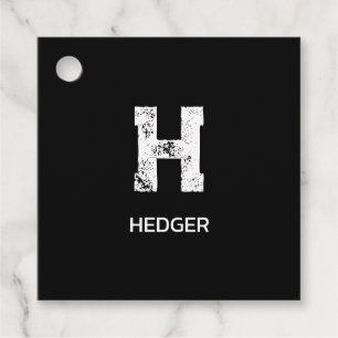 MINIMALISTISCHE WITTE ENKELVOUDIGE LETTER MONOGRAM BEDANKJES LABELS