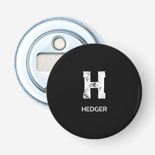 MINIMALISTISCHE WITTE ENKELVOUDIGE LETTER MONOGRAM BUTTON FLESOPENER (Voorkant)
