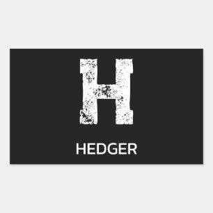 MINIMALISTISCHE WITTE ENKELVOUDIGE LETTER MONOGRAM RECHTHOEKIGE STICKER