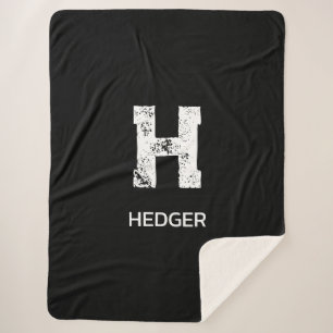 MINIMALISTISCHE WITTE ENKELVOUDIGE LETTER MONOGRAM SHERPA DEKEN