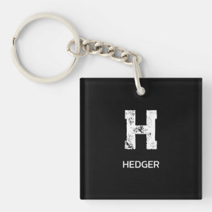 MINIMALISTISCHE WITTE ENKELVOUDIGE LETTER MONOGRAM SLEUTELHANGER