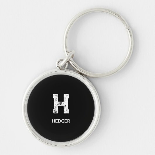 MINIMALISTISCHE WITTE ENKELVOUDIGE LETTER MONOGRAM SLEUTELHANGER (Voorkant)