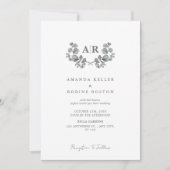 Minimalistische Witte & Eucalyptus bruiloft Kaart (Voorkant)