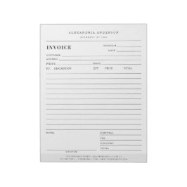 Minimalistische Witte Factuur voor Juridische Dien Notitieblok