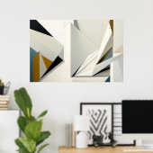 Minimalistische witte geometrische vormen poster (Thuiskantoor)