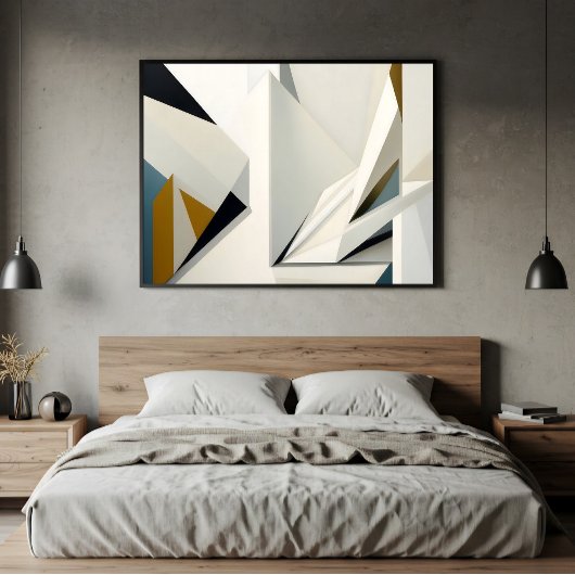 Minimalistische witte geometrische vormen poster