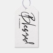 Minimalistische witte "gezegende" Thanksgiving Cadeaulabel (Voorkant)