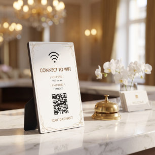 Minimalistische witte goud Art Deco Wifi Fotoplaat