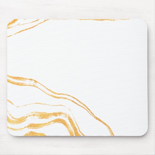 Minimalistische witte & gouden marmer muismat (Voorkant)