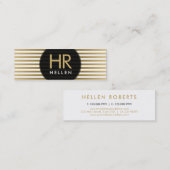 Minimalistische witte & gouden strepen mini visitekaartje (Voorkant / Achterkant)