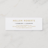 Minimalistische witte & gouden strepen mini visitekaartje (Achterkant)